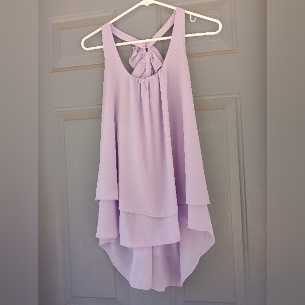 Women's Sassybling Lilac Purple Razorback Asyometrical Blouse Tank Size Large